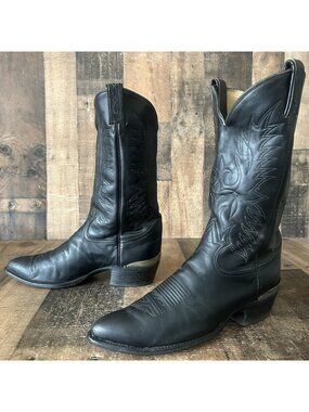 Tony Lama Vintage Gold Label Classic Black Western Cowboy Boots Mens 10.5 D
